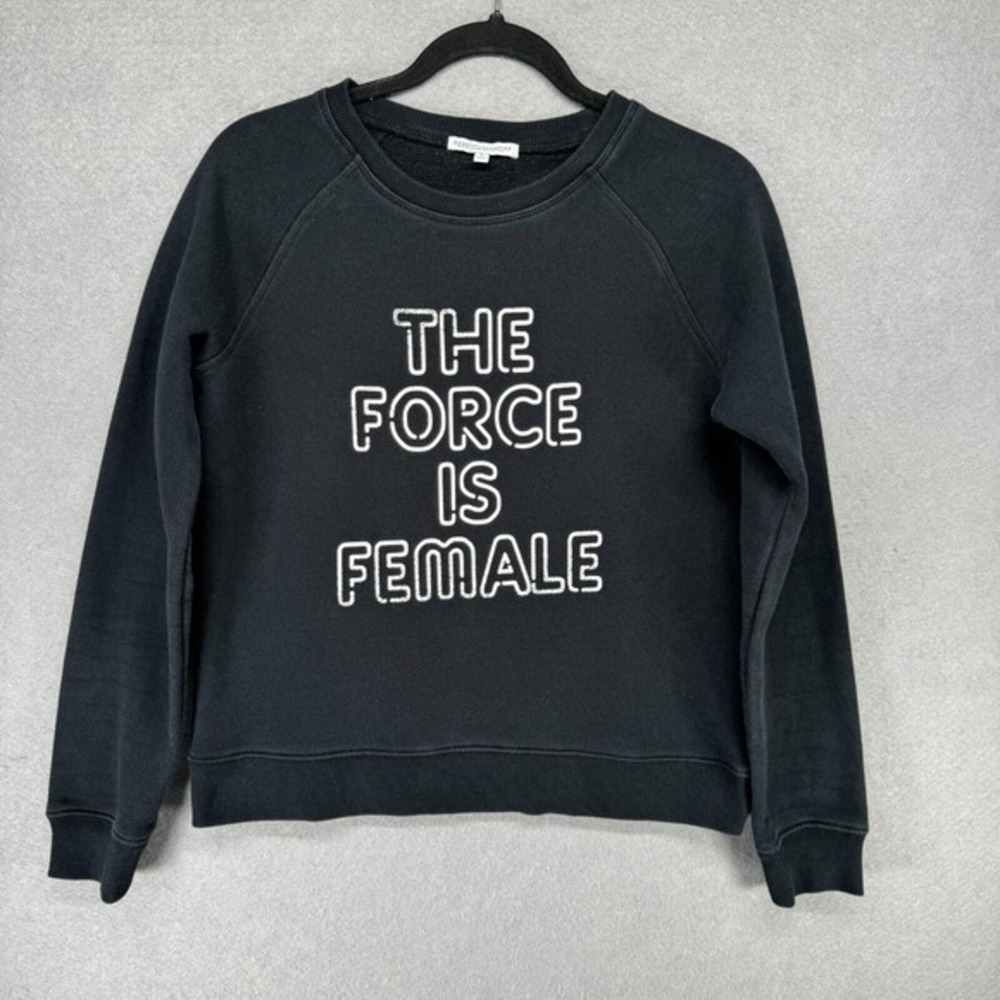 Rebecca Minkoff Sweatshirt Womens Small Black Force‎ is Female Feminist Fleece
